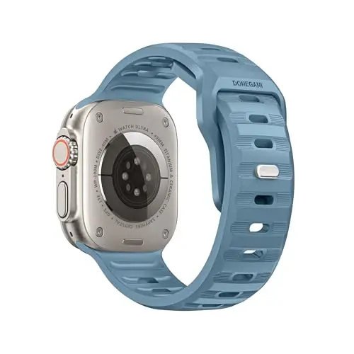 Ремешок DONEGANI UC1 для Apple Watch Женский Мужской Se Ultra 2 40мм 44мм 46мм 42мм 45мм 41мм 38мм 49мм Серия 11 10 9 8 7 6 5 4 3 iWatch Sport Силиконовый Мегалодон Синий - 2