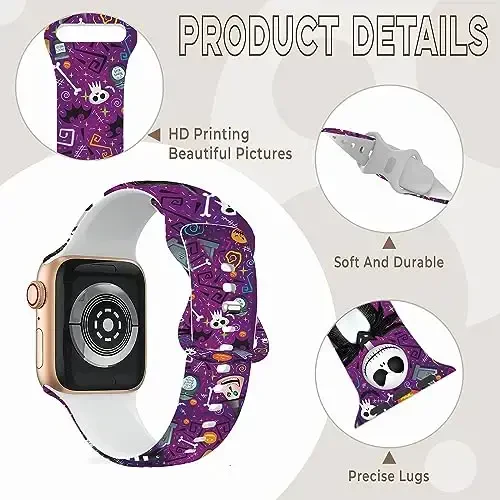 Ремешок Holiday, совместимый с Apple Watch Band 38 мм 40 мм 41 мм 42 мм 44 мм 45 мм 46 мм 49 мм, регулируемые сменные мягкие силиконовые мультяшные спортивные браслеты для iWatch Ultra Series 10 9 8 7 6 5 4 3 2 1 SE - 5