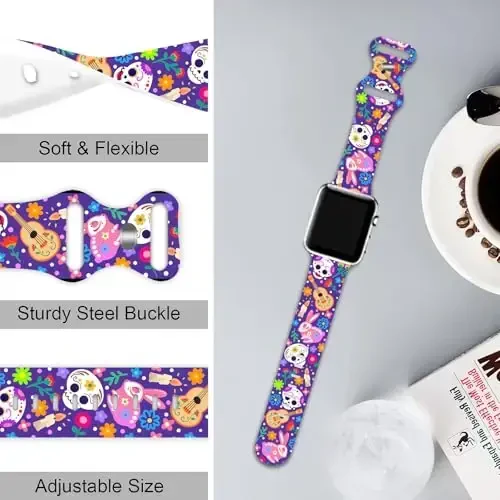 Ремешок Holiday, совместимый с Apple Watch Band 38 мм 40 мм 41 мм 42 мм 44 мм 45 мм 46 мм 49 мм, регулируемые сменные мягкие силиконовые мультяшные спортивные браслеты для iWatch Ultra Series 10 9 8 7 6 5 4 3 2 1 SE - 2