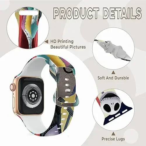 Ремешок Holiday, совместимый с ремешком Apple Watch 38 мм 40 мм 41 мм 42 мм 44 мм 45 мм 46 мм 49 мм, регулируемые сменные мягкие силиконовые мультяшные спортивные браслеты для iWatch Ultra Series 10 9 8 7 6 5 4 3 2 1 SE - 5