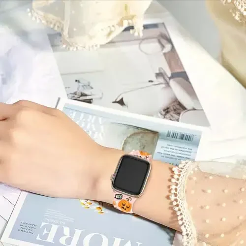 Ремешок Holiday, совместимый с ремешком Apple Watch 38 мм 40 мм 41 мм 42 мм 44 мм 45 мм 46 мм 49 мм, регулируемые сменные мягкие силиконовые мультяшные спортивные браслеты для iWatch Ultra Series 10 9 8 7 6 5 4 3 2 1 SE - 3