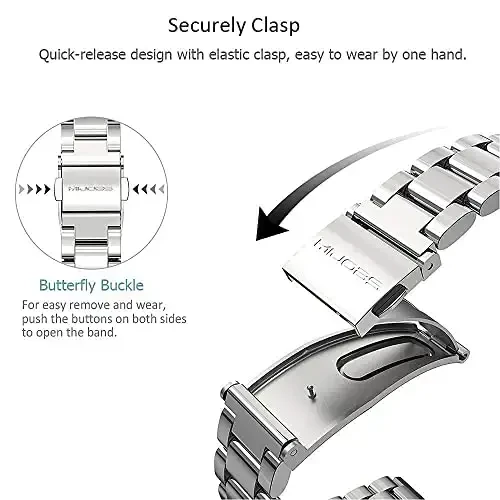 MIJOBS Strap for Xiaomi Mi Band 6 Mi Band 5, Metal Strap Compatible with Mi Band 4 Mi Band 3 Replacement Wristband Stainless Steel Watch Band for Men Women - 5