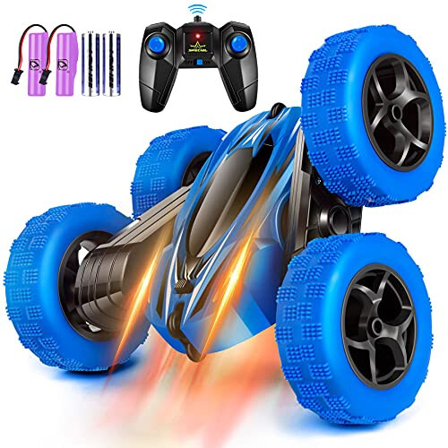 Remote Control Car, 4WD RC Cars with Double Sided 360 Degrees Tumbling and Rotating, 2.4GHZ RC Stunt Car with LED, RC Car Toys for 8 Year Old Boys Girls - 1