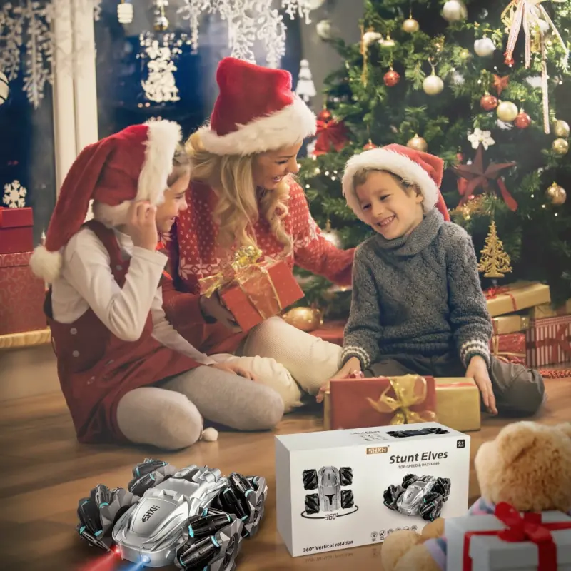 Remote Control Car, Double Sided 360° Rotating 4WD RC Cars, 2.4GHz Electric Race Stunt Toy Car, Rechargeable Toy Cars for Boys Girls Birthday (Silver) - 7