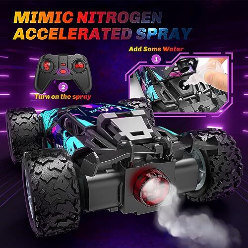 Remote Control Car for Boys 4-7, Rc Cars Monster Trucks for Boys, 2.4GHz Spray Hobby Rc Racing Car, 1/20 High Speed Off Road Rc Truck with Rechargeable Batteries,Boys Toys for 3 4 5 6 7 8 Year Old - 5