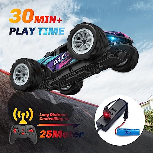 Remote Control Car for Boys 4-7, Rc Cars Monster Trucks for Boys, 2.4GHz Spray Hobby Rc Racing Car, 1/20 High Speed Off Road Rc Truck with Rechargeable Batteries,Boys Toys for 3 4 5 6 7 8 Year Old - 6