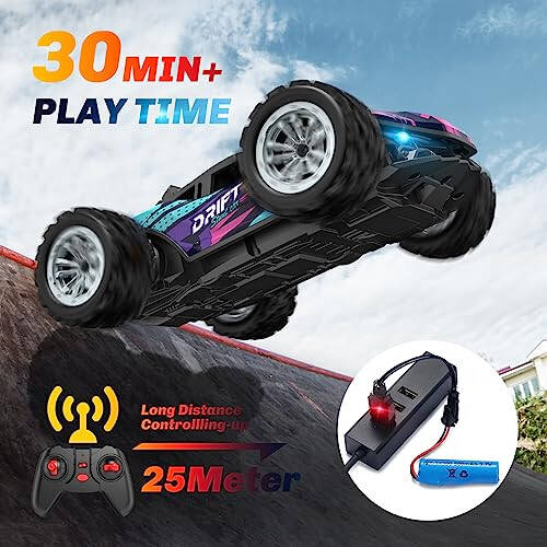 Remote Control Car for Boys 4-7, Rc Cars Monster Trucks for Boys, 2.4GHz Spray Hobby Rc Racing Car, 1/20 High Speed Off Road Rc Truck with Rechargeable Batteries,Boys Toys for 3 4 5 6 7 8 Year Old - 6