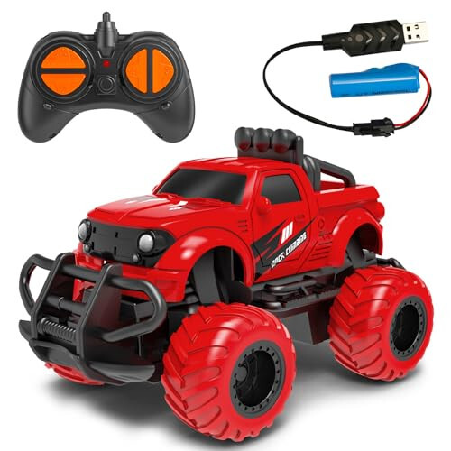 Remote control car toddler toys age 2-4, 1:43 scale rechargeable RC car toys for boys 3-5 year old, gifts for 2 3 4 5 year old boys girls birthday, 2.4 GHz RC truck toy vehicle for kids, red - 1