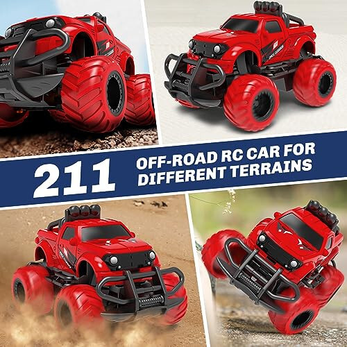 Remote control car toddler toys age 2-4, 1:43 scale rechargeable RC car toys for boys 3-5 year old, gifts for 2 3 4 5 year old boys girls birthday, 2.4 GHz RC truck toy vehicle for kids, red - 4