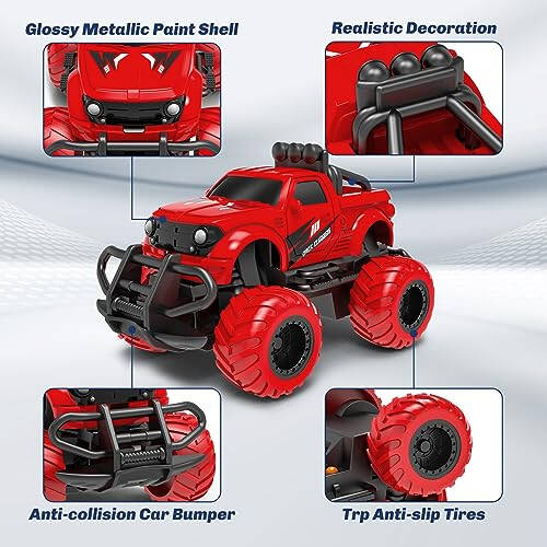 Remote control car toddler toys age 2-4, 1:43 scale rechargeable RC car toys for boys 3-5 year old, gifts for 2 3 4 5 year old boys girls birthday, 2.4 GHz RC truck toy vehicle for kids, red - 6