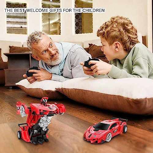 Remote Control Car, Toy for 3-8 Year Old Boys, 360° Rotating RC Deformation Robot Car Toy with LED Light, Transform Robot RC Car Age 3 4 5 6 7 8-12 Years Old for Kids, Boys Girls Birthday Gifts (Red) - 7