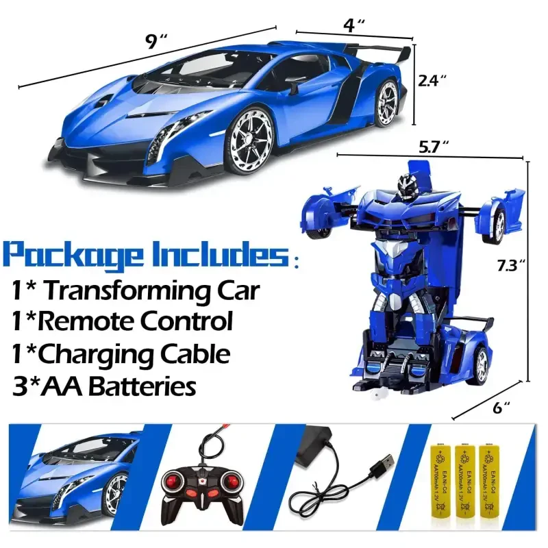 Remote Control Cars, Transform Car Robot, RC Cars for Kids, Boys Gifts Ages 6 7 8 9 10 11 Year Old Gift - SUORFOXS