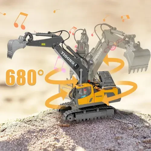 Remote Control Excavator, 11 Channel RC Construction Vehicle Toys, Rechargeable RC Engineering Car Gifts for Kids - 8