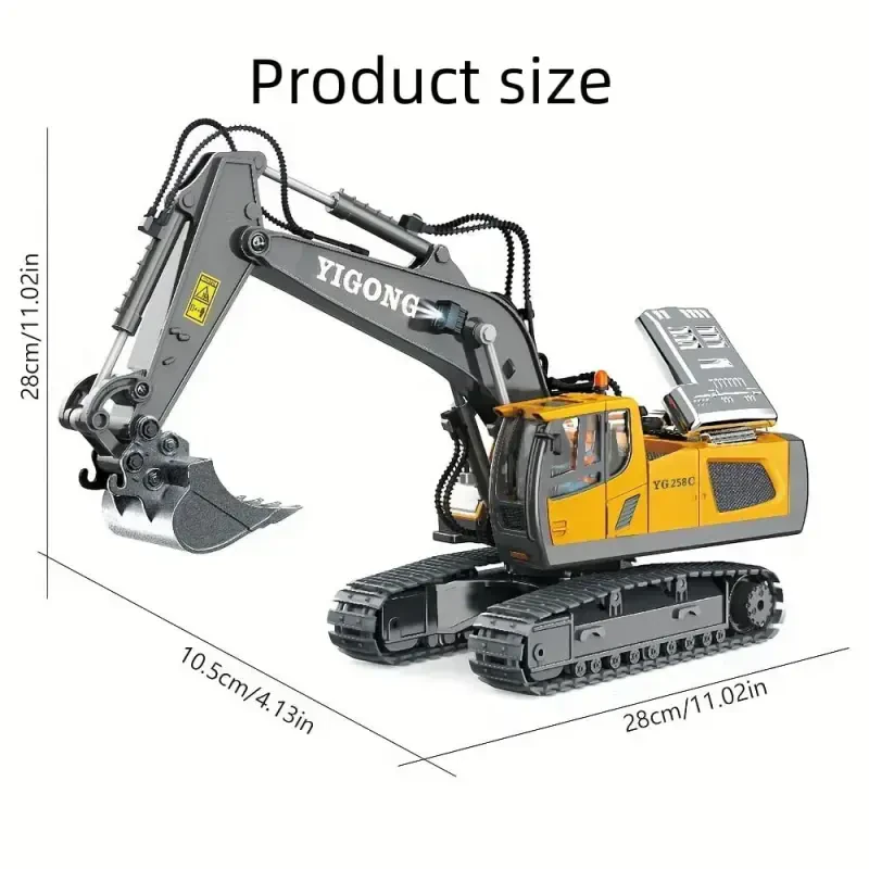 Remote Control Excavator, 11 Channel RC Construction Vehicle Toys, Rechargeable RC Engineering Car Gifts for Kids - 10