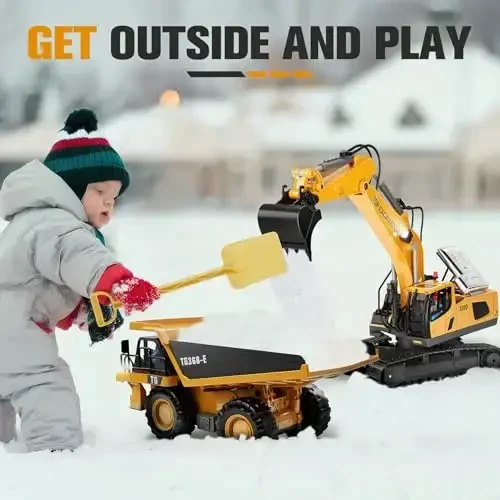 Remote Control Excavator Construction Toys for Boys, 2×1200mAh RC Construction Truck with Metal Shovel & Light, 11CH Excavator Toys for Boys 3-5 4-7 8-12 Year Old Kids Christmas Birthday Gift,120+Mins - 6