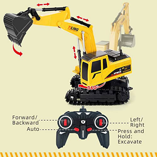 Remote Control Excavator & Dump Truck Toy for Kids(Set of 2) with Lights and Sounds,Construction Vehicles RC Trucks Toys for Boys Kids 3 4 5 6 7 8 9 10 Year... - 5