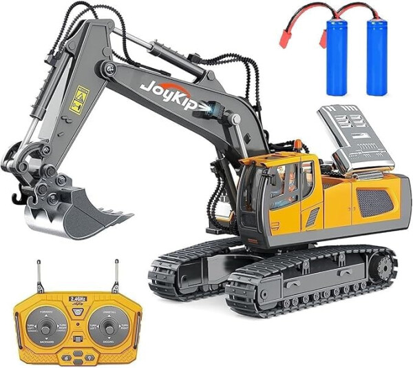 Remote Control Excavator Toy 11 Channel 2.4Ghz RC Construction Vehicles with Metal Shovel Truck Toys for Kids, 680° Rotation with Lights and Sound - 1/20 Scale Tractor Digger for Boys 6+ - 1