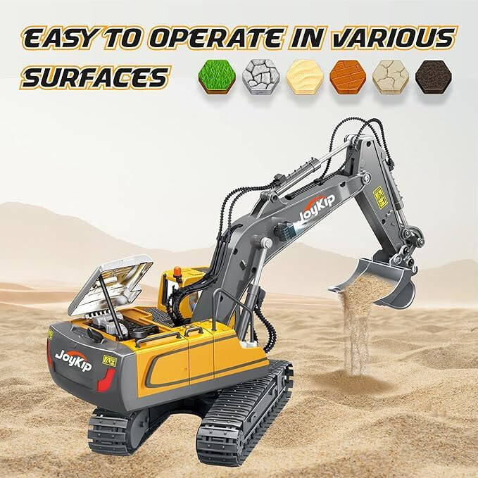 Remote Control Excavator Toy 11 Channel 2.4Ghz RC Construction Vehicles with Metal Shovel Truck Toys for Kids, 680° Rotation with Lights and Sound - 1/20 Scale Tractor Digger for Boys 6+ - 5