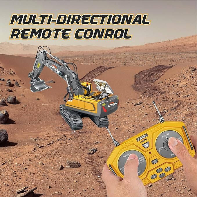 Remote Control Excavator Toy 11 Channel 2.4Ghz RC Construction Vehicles with Metal Shovel Truck Toys for Kids, 680° Rotation with Lights and Sound - 1/20 Scale Tractor Digger for Boys 6+ - 6