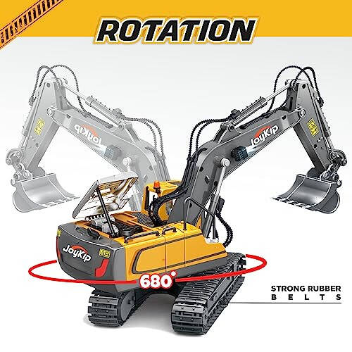 Remote Control Excavator Toy 11 Channel 2.4Ghz RC Construction Vehicles with Metal Shovel Truck Toys for Kids, 680° Rotation with Lights and Sound - 1/20 Scale Tractor Digger for Boys 6+ - 9