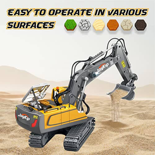 Remote Control Excavator Toy 11 Channel 2.4Ghz RC Construction Vehicles with Metal Shovel Truck Toys for Kids, 680° Rotation with Lights and Sound - 1/20 Scale Tractor Digger for Boys 6+ - 11