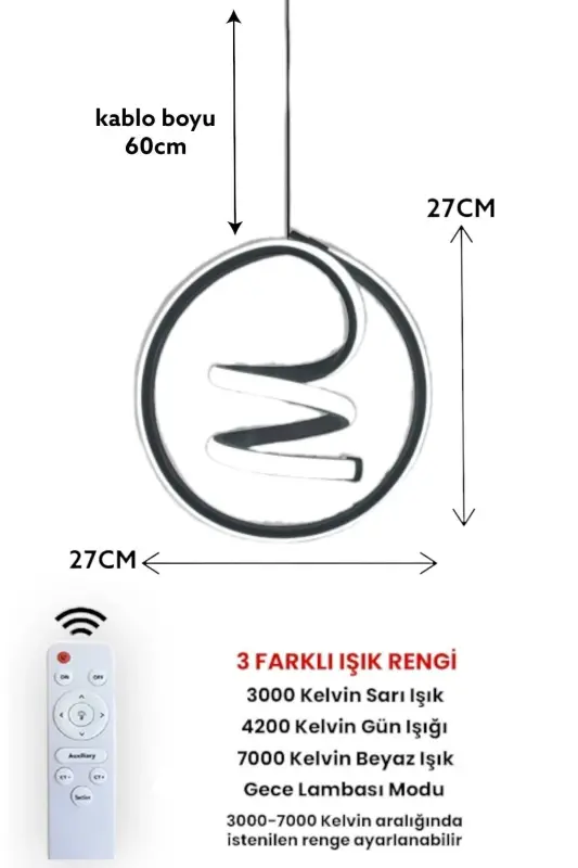 Remote Controlled 3 Color Modern Pendant LED Chandelier Chrome Housing Entrance, Hall, Room - 3