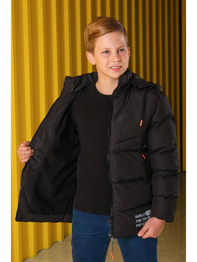 Removable Hooded Boys' Puffer Jacket - 8