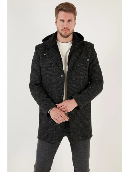 Removable Hooded Brushed Slim Fit Wool Coat 5841013 - 4