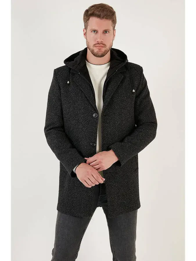 Removable Hooded Brushed Slim Fit Wool Coat 5841013 - 4