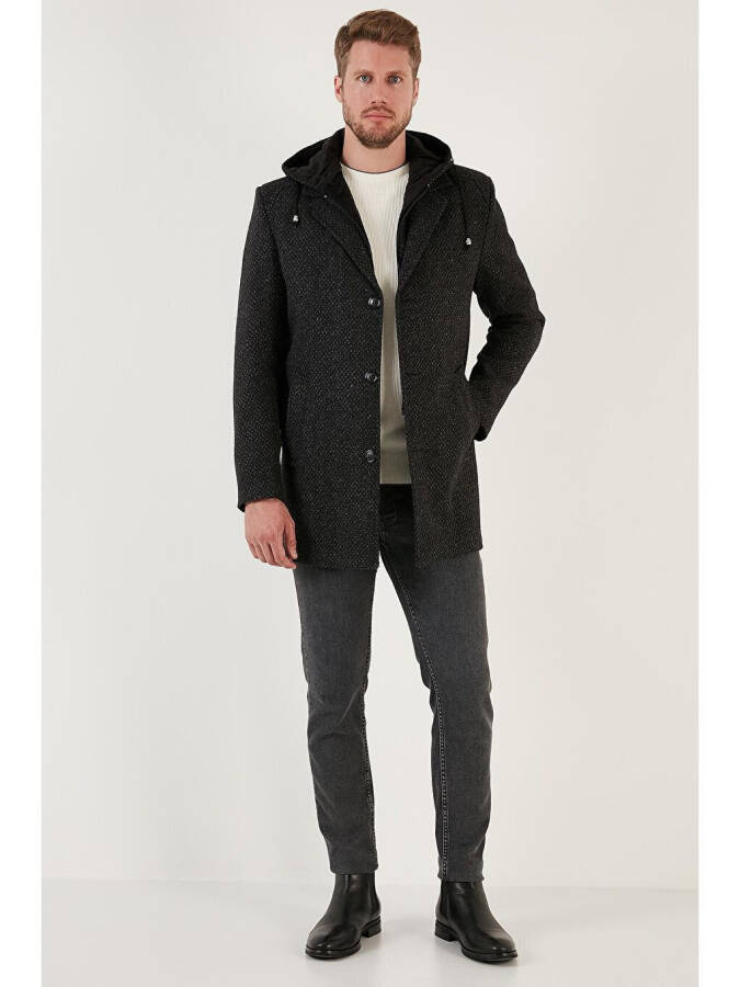 Removable Hooded Brushed Slim Fit Wool Coat 5841013 - 3