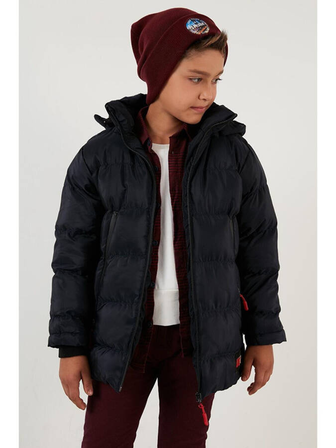 Removable Hooded Puffer Jacket with Fleece Lining 5763038 - 2