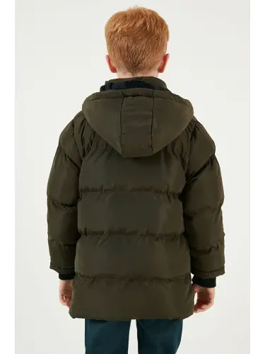 Removable Hooded Puffer Jacket with Fleece Lining 5763038 