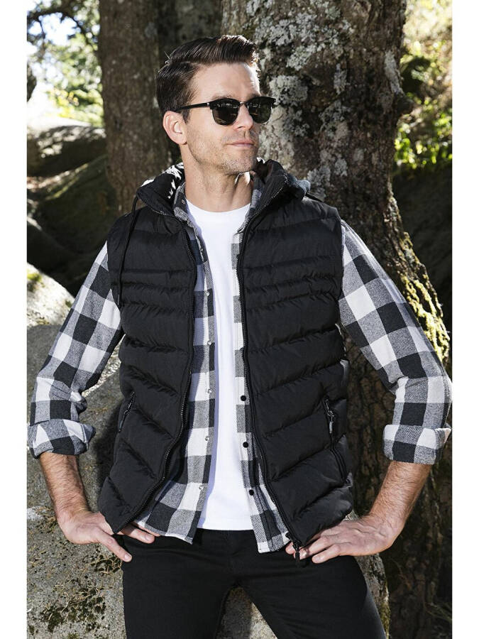 Removable Hooded Water & Wind Resistant Slim Fit Puffer Vest 649006 - 13