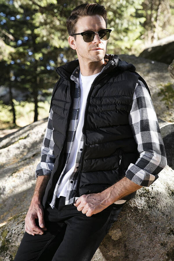 Removable Hooded Water & Wind Resistant Slim Fit Puffer Vest 649006 - 19