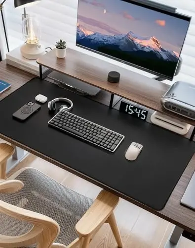 Reniteco Large Gaming Mouse Pad with Durable Stitched Edges, Non-Slip Rubber Base, Big Computer Keyboard Mouse Mat Desk Pad for Home Office Gaming Work, 31.5''x11.8''x0.12'', Black - 2