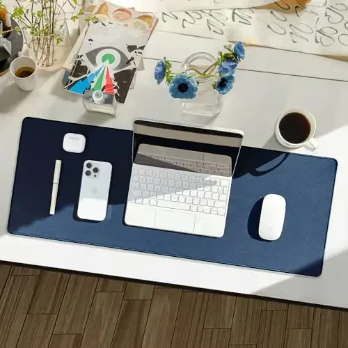 Reniteco Waterproof Large Gaming Mouse Pad with Durable Stitched Edges, Non-Slip Rubber Base, Grainy Jacquard Mouse Mat Desk Pad for Home Office Gaming, 35.4''x15.7''x0.12'', Matte Navy Blue - 7