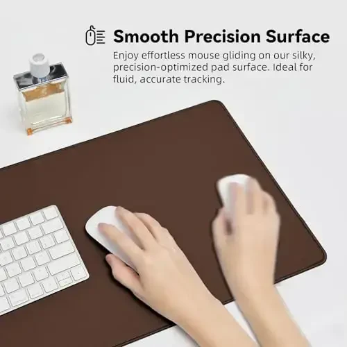 Reniteco Waterproof Large Gaming Mouse Pad with Durable Stitched Edges, Non-Slip Rubber Base, Grainy Jacquard Mouse Mat Desk Pad for Home Office Gaming, 31.5''x11.8''x0.12'', Matte Brown - 3