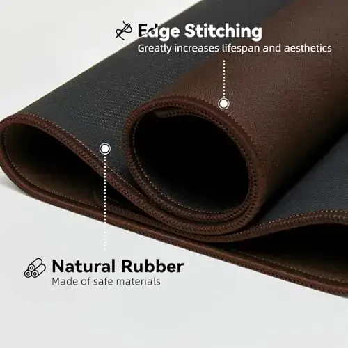 Reniteco Waterproof Large Gaming Mouse Pad with Durable Stitched Edges, Non-Slip Rubber Base, Grainy Jacquard Mouse Mat Desk Pad for Home Office Gaming, 31.5''x11.8''x0.12'', Matte Brown - 5