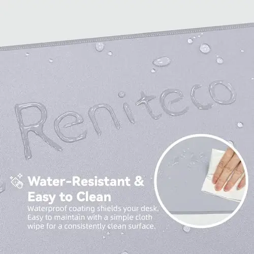 Reniteco Waterproof Large Gaming Mouse Pad with Durable Stitched Edges, Non-Slip Rubber Base, Grainy Jacquard Mouse Mat Desk Pad for Home Office Gaming, 31.5''x11.8''x0.12'', Matte Light Gray - 6