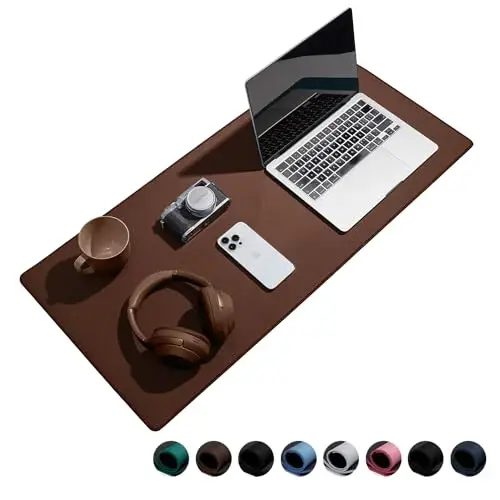 Reniteco Waterproof Large Gaming Mouse Pad with Durable Stitched Edges, Non-Slip Rubber Base, Grainy Jacquard Mouse Mat Desk Pad for Home Office Gaming, 35.4''x15.7''x0.12'', Matte Brown - 1