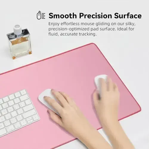 Reniteco Waterproof Large Gaming Mouse Pad with Durable Stitched Edges, Non-Slip Rubber Base, Grainy Jacquard Mouse Mat Desk Pad for Home Office Gaming, 35.4''x15.7''x0.12'', Pink - 3