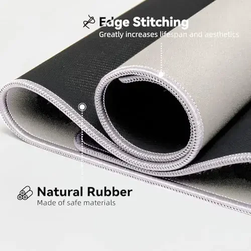 Reniteco Waterproof Large Gaming Mouse Pad with Durable Stitched Edges, Non-Slip Rubber Base, Grainy Jacquard Mouse Mat Desk Pad for Home Office Gaming, 35.4''x15.7''x0.12'', Beige - 4