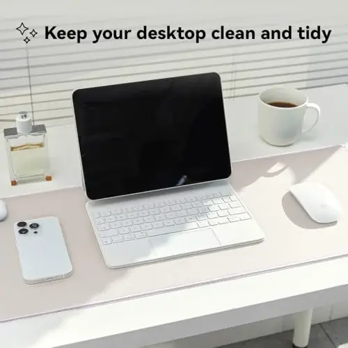 Reniteco Waterproof Large Gaming Mouse Pad with Durable Stitched Edges, Non-Slip Rubber Base, Grainy Jacquard Mouse Mat Desk Pad for Home Office Gaming, 31.5''x11.8''x0.12'', Beige - 2