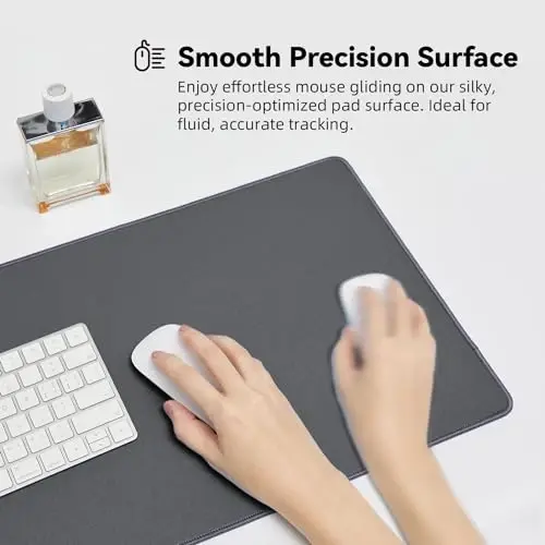 Reniteco Waterproof Large Gaming Mouse Pad with Durable Stitched Edges, Non-Slip Rubber Base, Grainy Jacquard Mouse Mat Desk Pad for Home Office Gaming, 35.4''x15.7''x0.12'', Deep Gray - 3