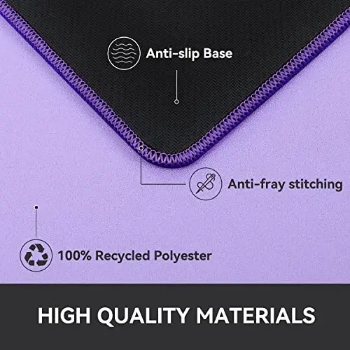 Reniteco Waterproof Large Gaming Mouse Pad with Durable Stitched Edges, Non-Slip Rubber Base, Grainy Jacquard Mouse Mat Desk Pad for Home Office Gaming, 31.5''x11.8''x0.12'', Purple - 4