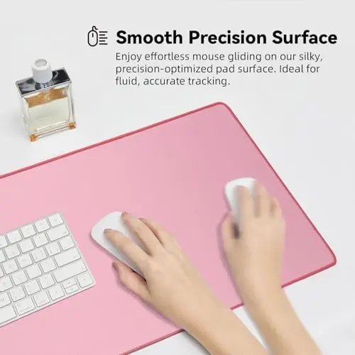 Reniteco Waterproof Large Gaming Mouse Pad with Durable Stitched Edges, Non-Slip Rubber Base, Grainy Jacquard Mouse Mat Desk Pad for Home Office Gaming, 31.5''x11.8''x0.12'', Pink - 3