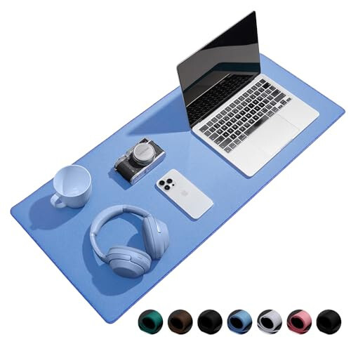 Reniteco Waterproof Large Gaming Mouse Pad with Durable Stitched Edges, Non-Slip Rubber Base, Grainy Jacquard Mouse Mat Desk Pad for Home Office Gaming, 31.5''x11.8''x0.12'', Matte Blue 