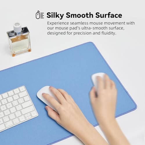 Reniteco Waterproof Large Gaming Mouse Pad with Durable Stitched Edges, Non-Slip Rubber Base, Grainy Jacquard Mouse Mat Desk Pad for Home Office Gaming, 31.5''x11.8''x0.12'', Matte Blue - 3