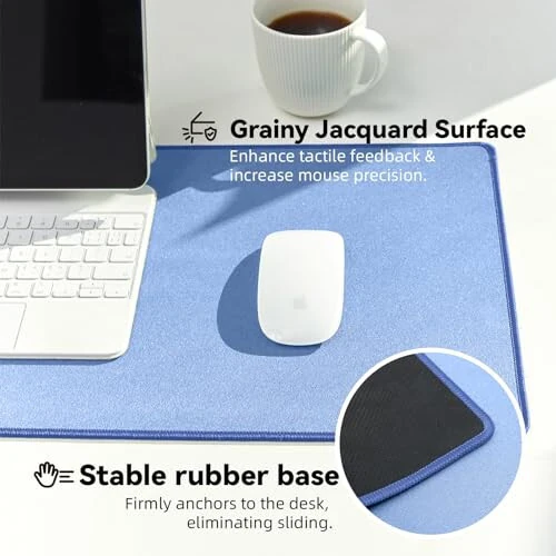 Reniteco Waterproof Large Gaming Mouse Pad with Durable Stitched Edges, Non-Slip Rubber Base, Grainy Jacquard Mouse Mat Desk Pad for Home Office Gaming, 31.5''x11.8''x0.12'', Matte Blue - 4