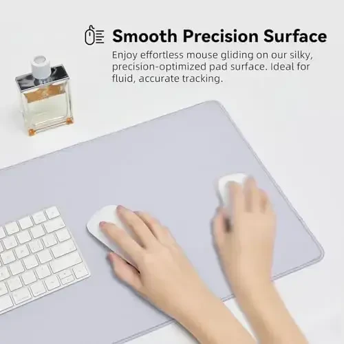 Reniteco Waterproof Large Gaming Mouse Pad with Durable Stitched Edges, Non-Slip Rubber Base, Grainy Jacquard Mouse Mat Desk Pad for Home Office Gaming, 35.4''x15.7''x0.12'', Matte Light Gray - 3